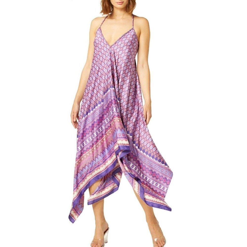 New Misa Delfina Dress Womens S Violet Geo Purple Handkerchief Skirt